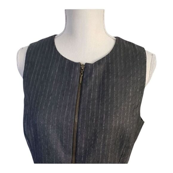 Vintage Rafaella Grey Wool Zipper Front Sheath Dress Size 10 Sleeveless Formal - Picture 5 of 12